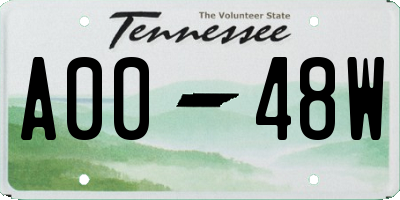 TN license plate A0048W