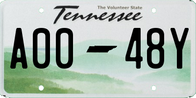 TN license plate A0048Y