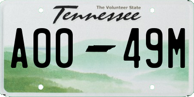 TN license plate A0049M