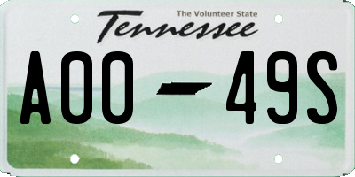 TN license plate A0049S