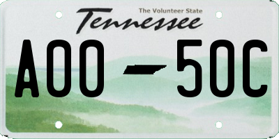 TN license plate A0050C