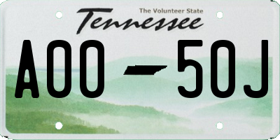 TN license plate A0050J