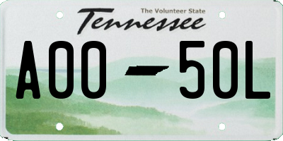 TN license plate A0050L