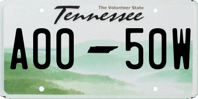 TN license plate A0050W