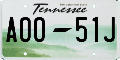 TN license plate A0051J