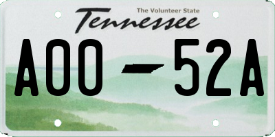 TN license plate A0052A