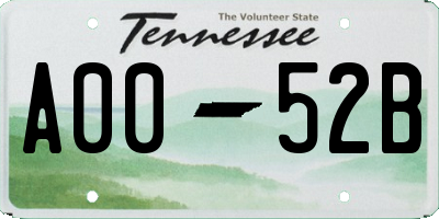 TN license plate A0052B