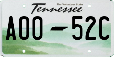 TN license plate A0052C