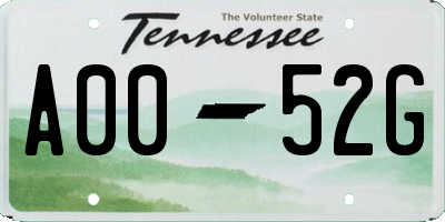 TN license plate A0052G