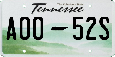 TN license plate A0052S