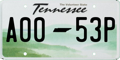 TN license plate A0053P