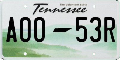 TN license plate A0053R