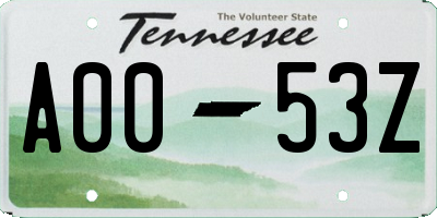TN license plate A0053Z
