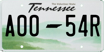 TN license plate A0054R