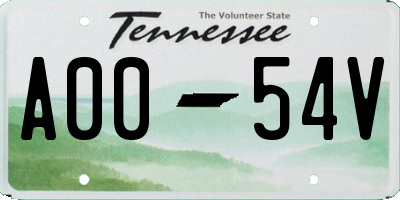 TN license plate A0054V