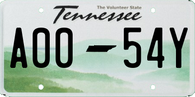 TN license plate A0054Y