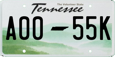 TN license plate A0055K
