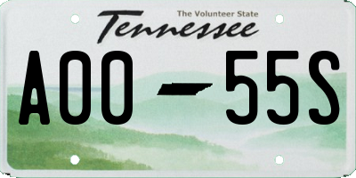 TN license plate A0055S
