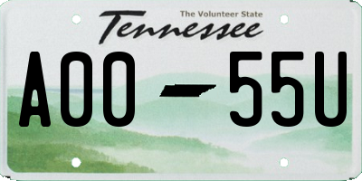 TN license plate A0055U
