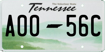 TN license plate A0056C