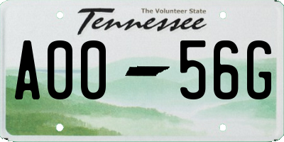 TN license plate A0056G