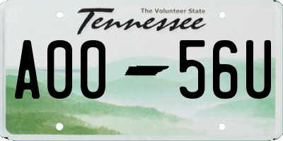 TN license plate A0056U