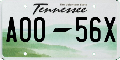 TN license plate A0056X
