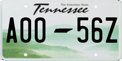 TN license plate A0056Z