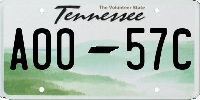 TN license plate A0057C
