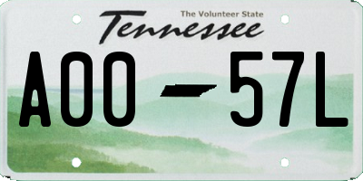 TN license plate A0057L