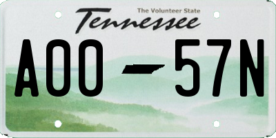 TN license plate A0057N