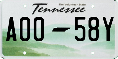 TN license plate A0058Y