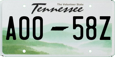TN license plate A0058Z