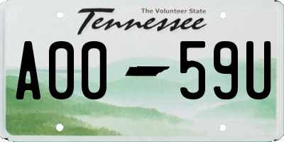 TN license plate A0059U