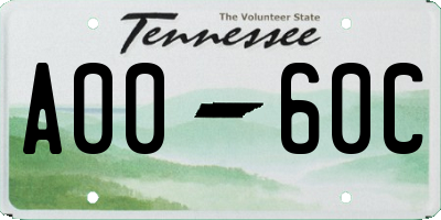 TN license plate A0060C