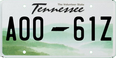 TN license plate A0061Z