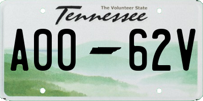TN license plate A0062V