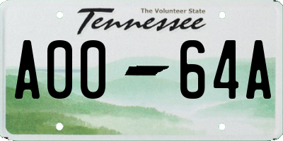 TN license plate A0064A