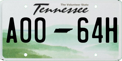 TN license plate A0064H