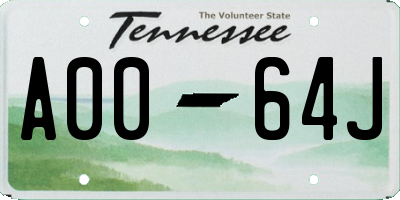 TN license plate A0064J