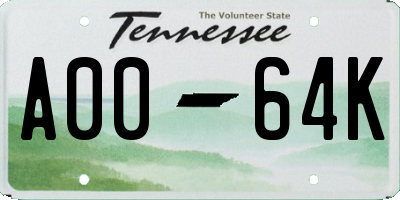 TN license plate A0064K