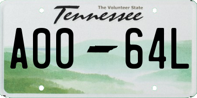 TN license plate A0064L