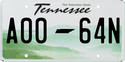 TN license plate A0064N