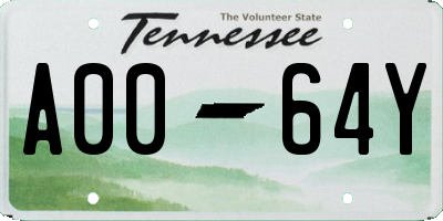 TN license plate A0064Y