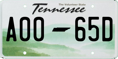 TN license plate A0065D