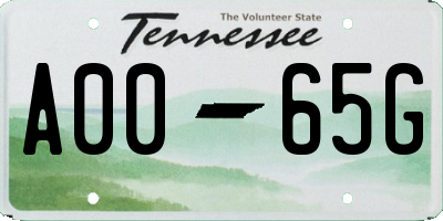 TN license plate A0065G