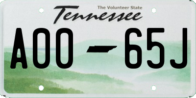 TN license plate A0065J