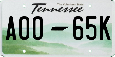 TN license plate A0065K