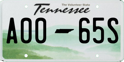 TN license plate A0065S