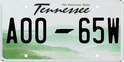 TN license plate A0065W